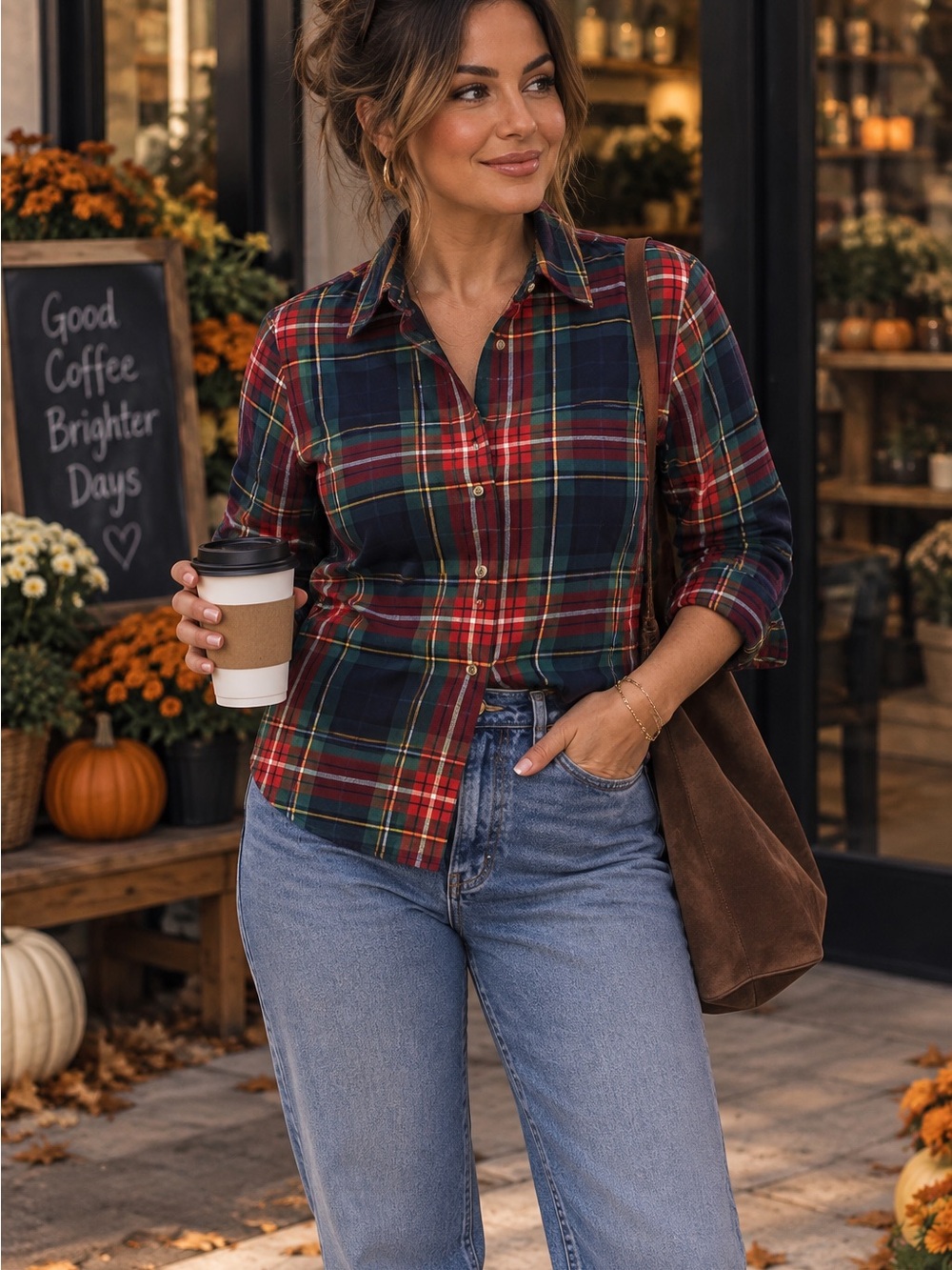 J. Crew Red & Navy Plaid Button-Down Shirt